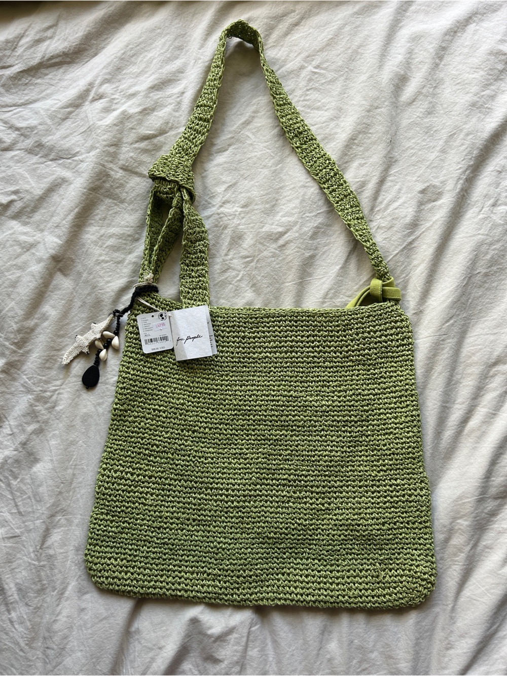 Handwoven Green Crochet Shoulder Bag - Free People NWT